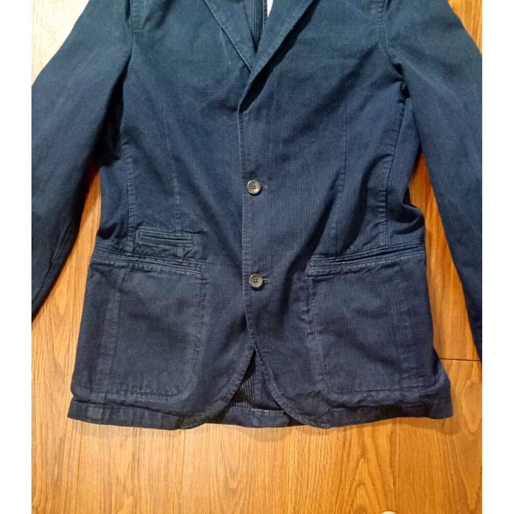 Gap Y2K Men's Navy Blue Denim 2 Button Blazer Jacket Size Medium